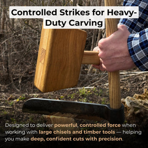 Quiet 35 oz Wooden Mallet (Mallet Tool) detail view by Sharky Forged Steel Tools
