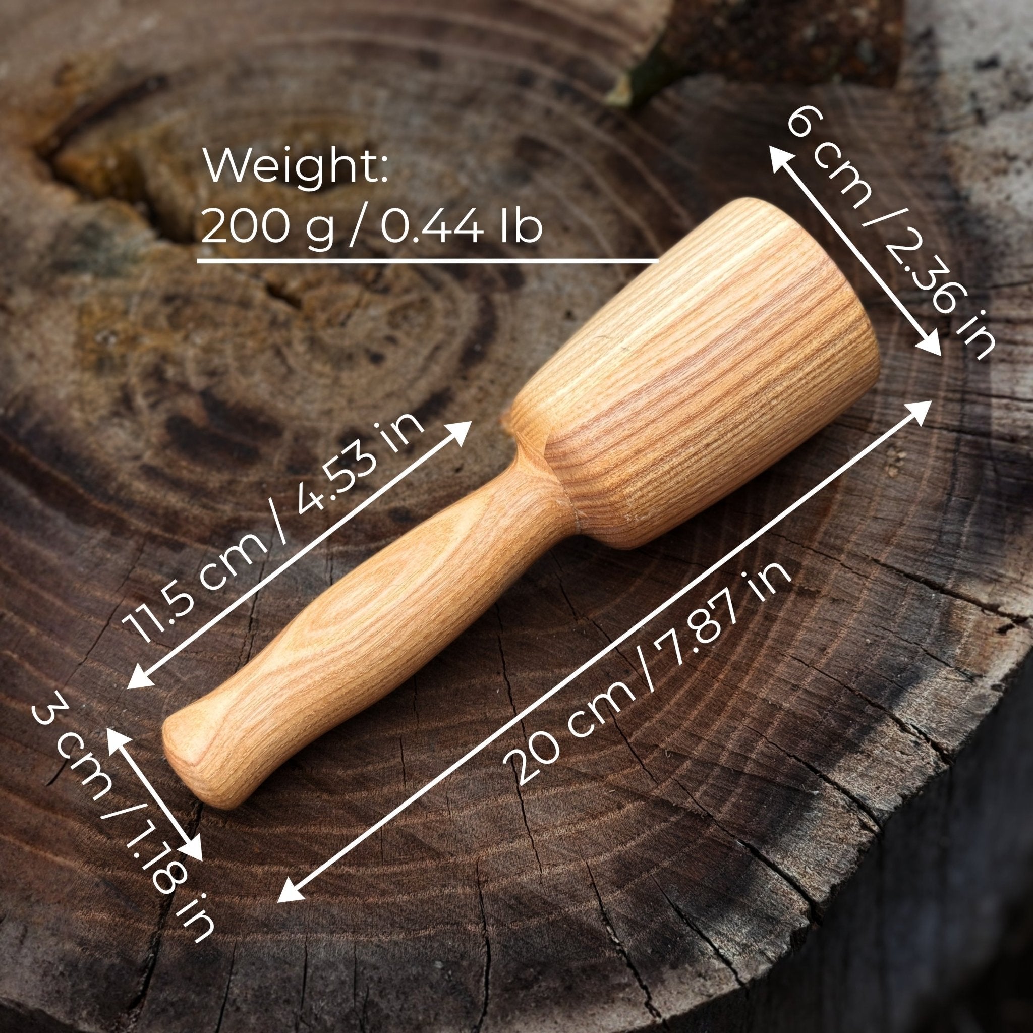 Quiet 7 oz. Wooden Mallet (Mallet Tool) detail view by Sharky Forged Steel Tools