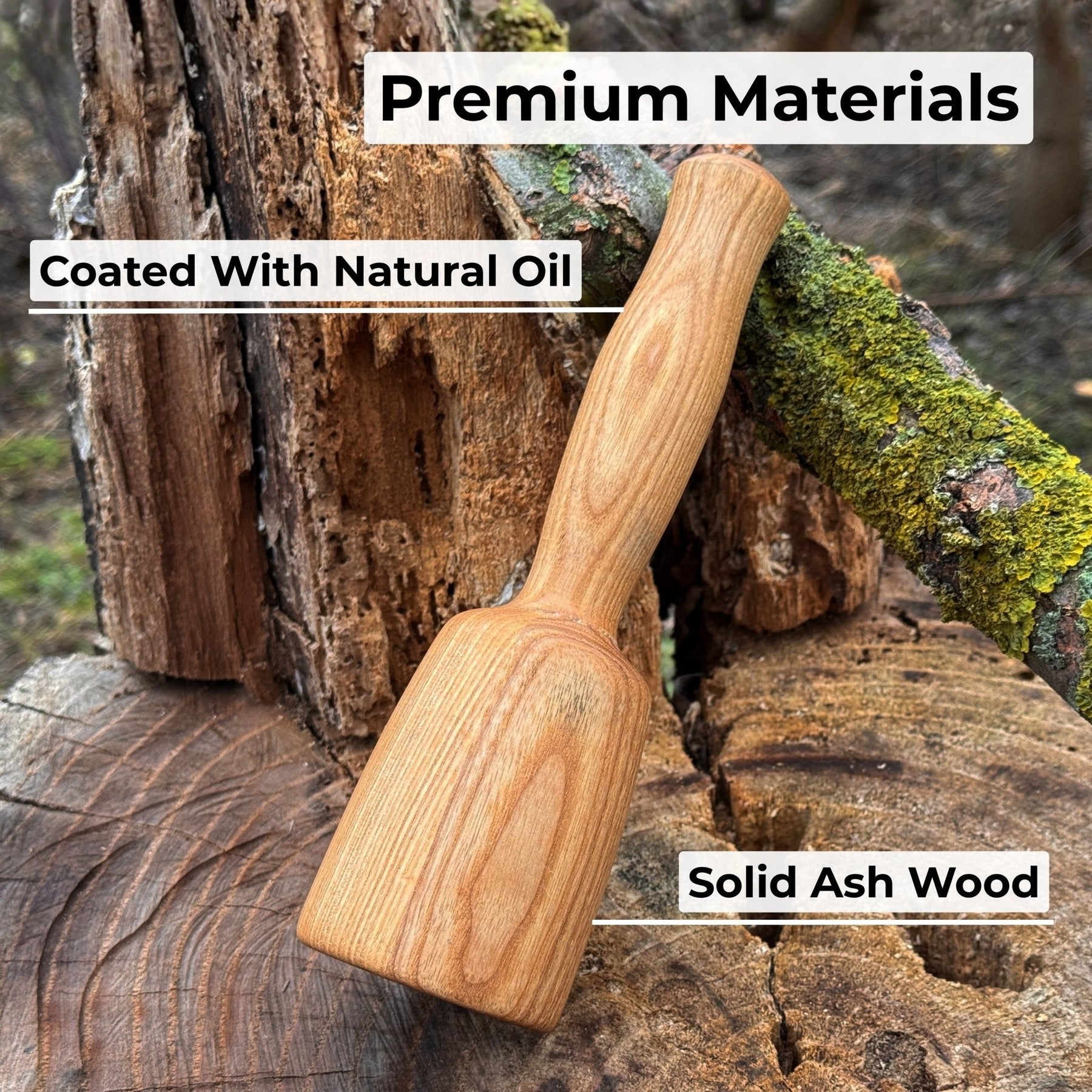 Quiet 7 oz. Wooden Mallet (Mallet Tool) detail view by Sharky Forged Steel Tools