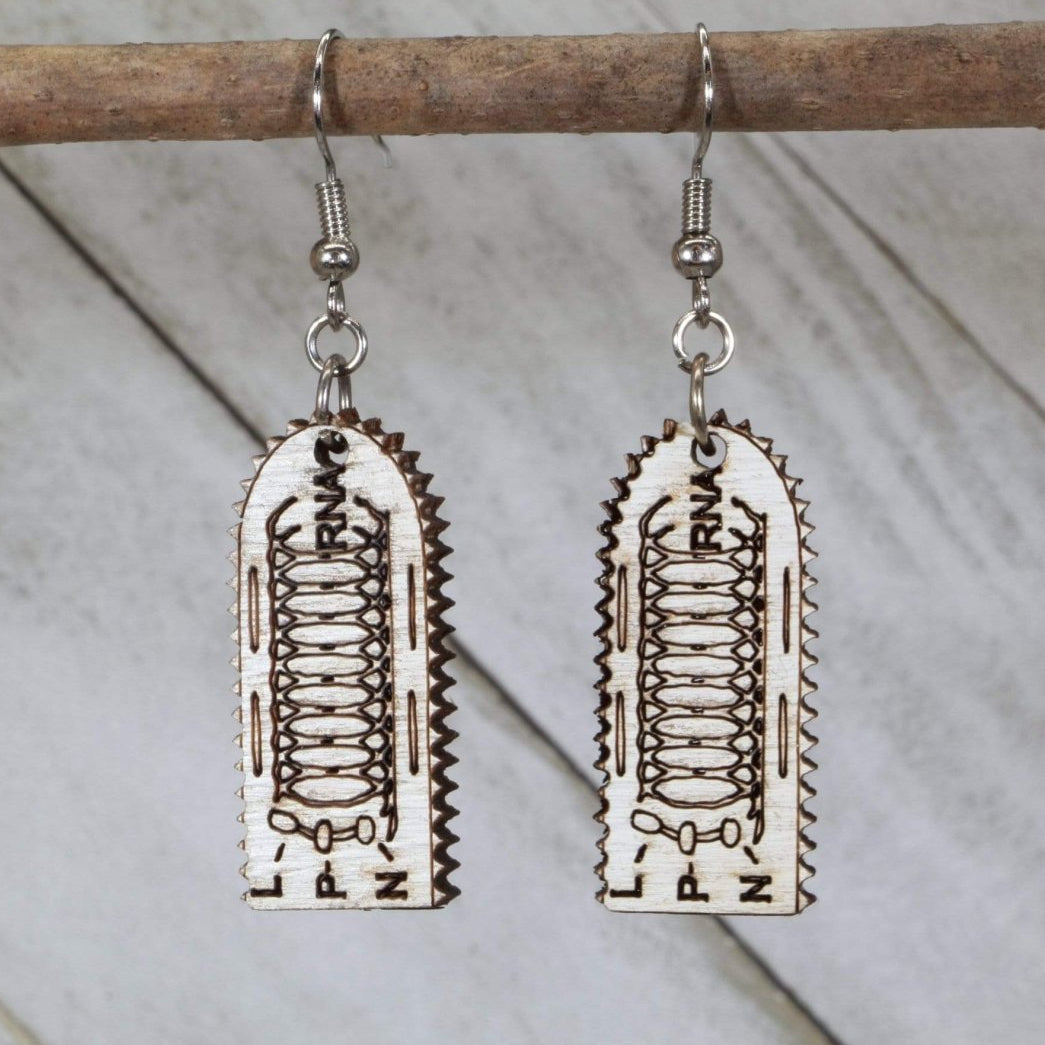 Rabies Virus Wooden Earrings | Science Microbiology Jewelry detail view by Cate's Concepts, LLC