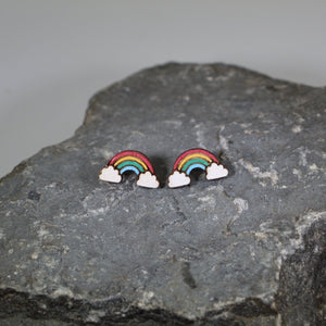 Rainbow Wooden Earrings | Colorful Pride Jewelry