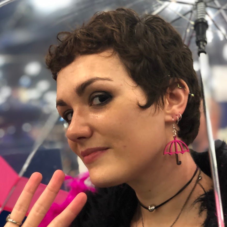 Rainy Day Umbrella Wooden Dangle Earrings | Weather Jewelry detail view by Cate's Concepts, LLC