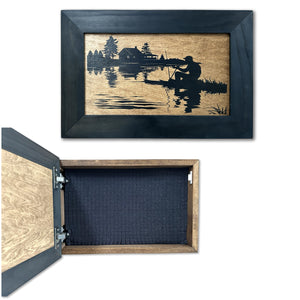 Rather Be Fishing Hidden Gun Safe - Handcrafted Gun Concealment Decor - Hidden Gun Shelf with Magnetic Lock for Quick Access - Hidden Wall Safe for Se by Bellewood Designs