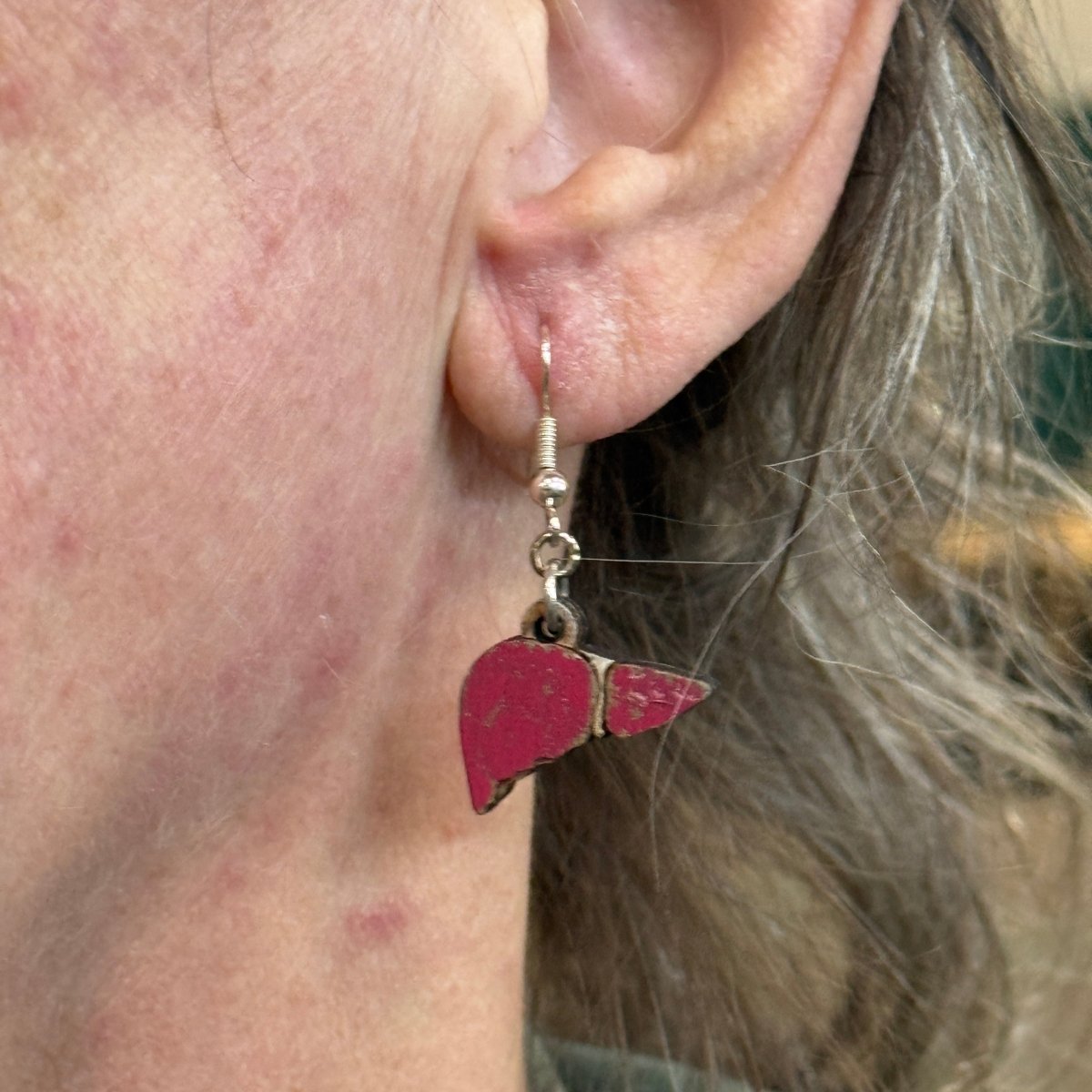 Human Liver Wooden Earrings | Anatomy Medical Jewelry detail view by Cate's Concepts, LLC