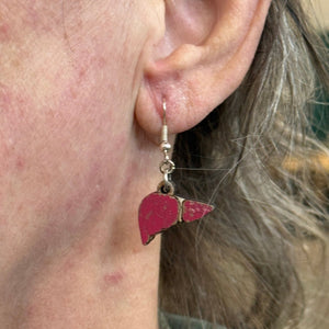 Human Liver Wooden Earrings | Anatomy Medical Jewelry
