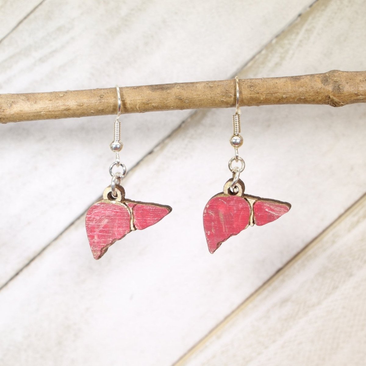 Human Liver Wooden Earrings | Anatomy Medical Jewelry by Cate's Concepts, LLC