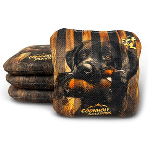 Labrador/Rustic Stars - Pro Style REC Cornhole Bags – Regulation 6"x6" – Full Set of 8
