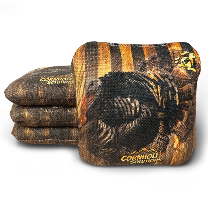 Turkey/Rustic Stars - Pro Style REC Cornhole Bags – Regulation 6"x6" – Full Set of 8