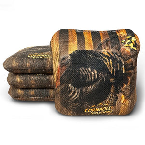Turkey/Rustic Stars - Pro Style REC Cornhole Bags – Regulation 6"x6" – Full Set of 8