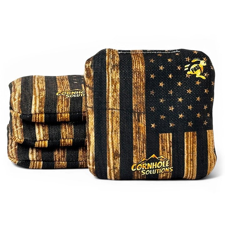 Wood DTOM/Wood Flag - Pro Style REC Cornhole Bags – Regulation 6"x6" – Full Set of 8