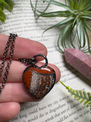 Red Jasper Heart Necklace detail view by Copper Ashes