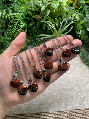 Red Obsidian Heart Necklace detail view by Copper Ashes