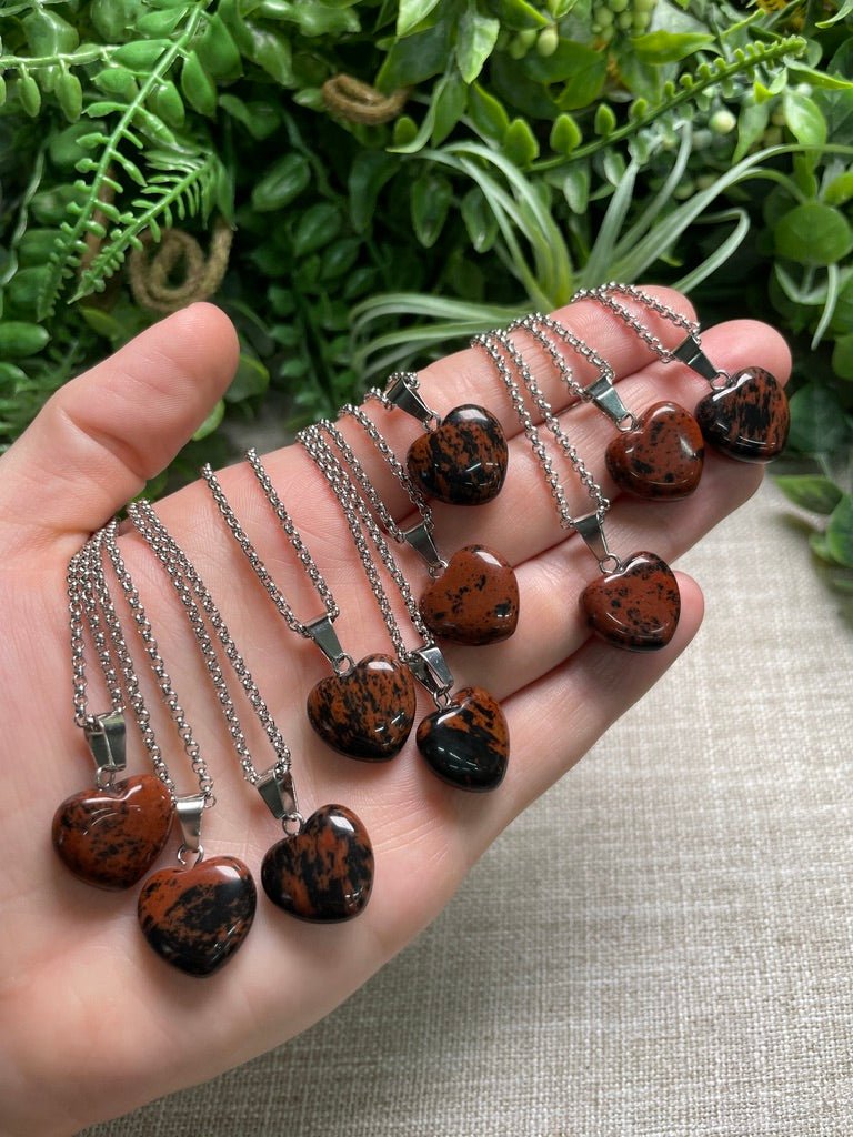 Red Obsidian Heart Necklace detail view by Copper Ashes