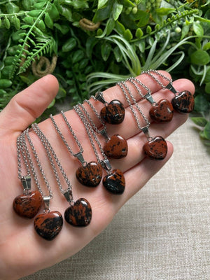 Red Obsidian Heart Necklace detail view by Copper Ashes