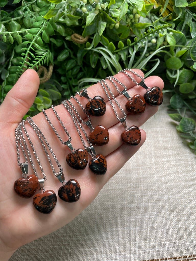 Red Obsidian Heart Necklace detail view by Copper Ashes