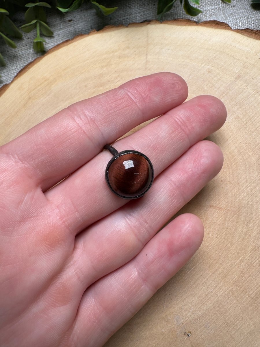 Red Tigers Eye Ring Size 7.5 by Copper Ashes