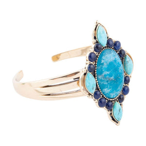 Regal Blue Apatite Mixed Stone Golden Cuff Bracelets by Barse Jewelry