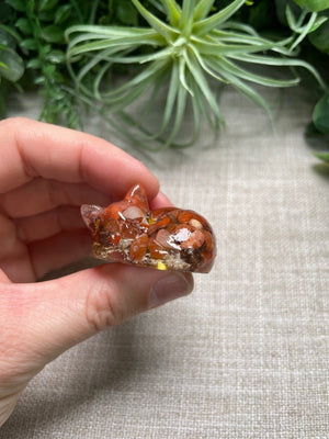 Resin Crystal Chip Sleeping Cat detail view by Copper Ashes