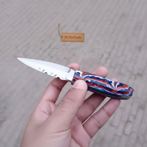 Handmade Skinner Knife Resin Handle Fixed Blade Hunting Knife JW SteelCrafts by JW SteelCrafts, Damascus knife detail photo 3