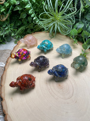 Resin Turtles with Crystal Chips by Copper Ashes