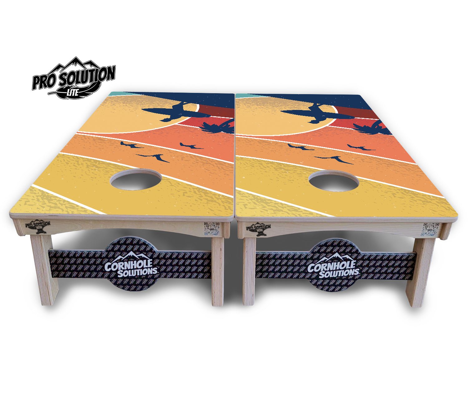Retro Beach Cornhole Boards - Pro Solution Lite Series