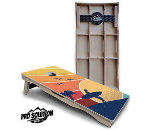 Retro Beach Cornhole Boards - Pro Solution Lite Series