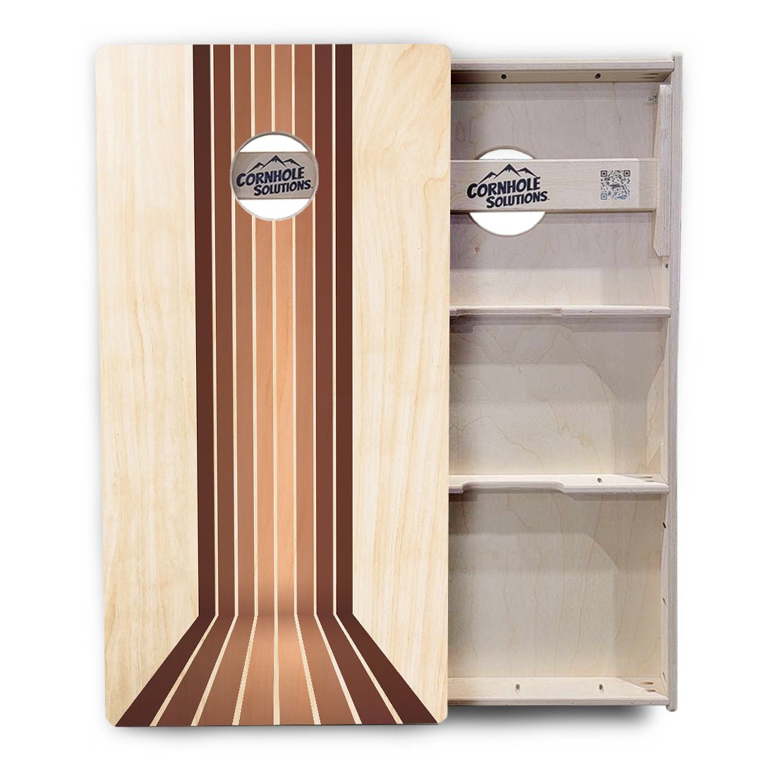Retro Wood Lines Cornhole Boards - Professional Tournament Series
