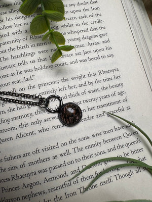 Rhodonite Necklace detail view by Copper Ashes