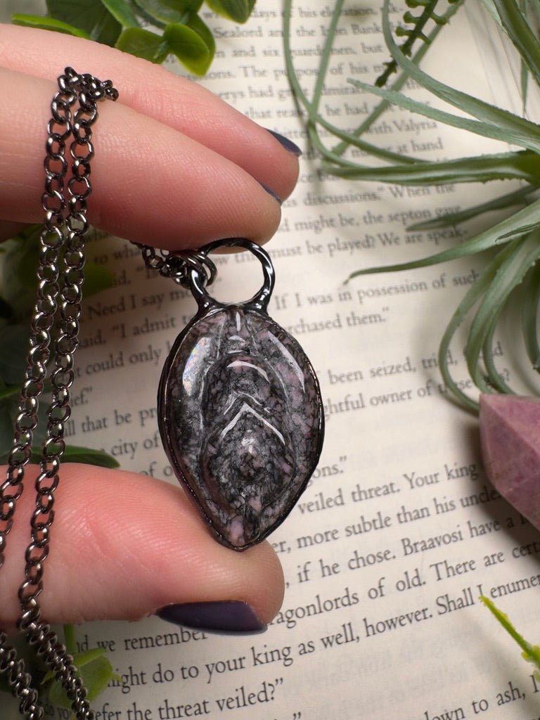 Rhodonite Yoni Necklace by Copper Ashes