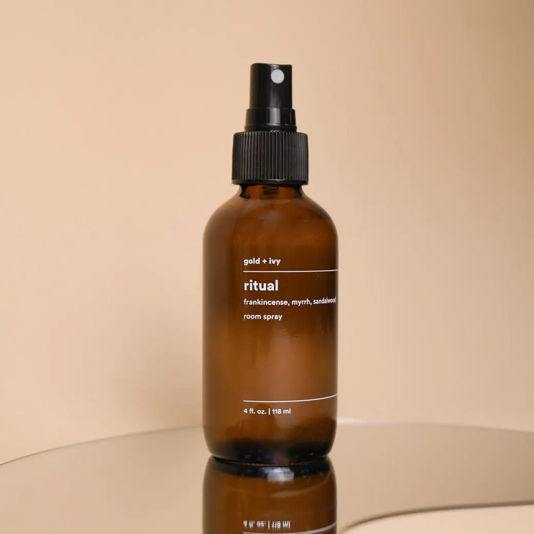 Ritual room spray by gold + ivy, scented candle detail photo 2