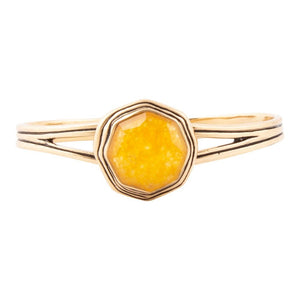 River Rocks Yellow Quartz and Golden Cuff Bracelet detail view by Barse Jewelry