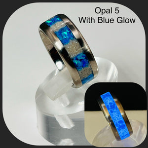 The Lost Luna Memorial Ring - Cremation Ash and Opal - Glow-in-the-Dark - Titanium by Cotton Street Art Company, handmade jewelry detail photo 10