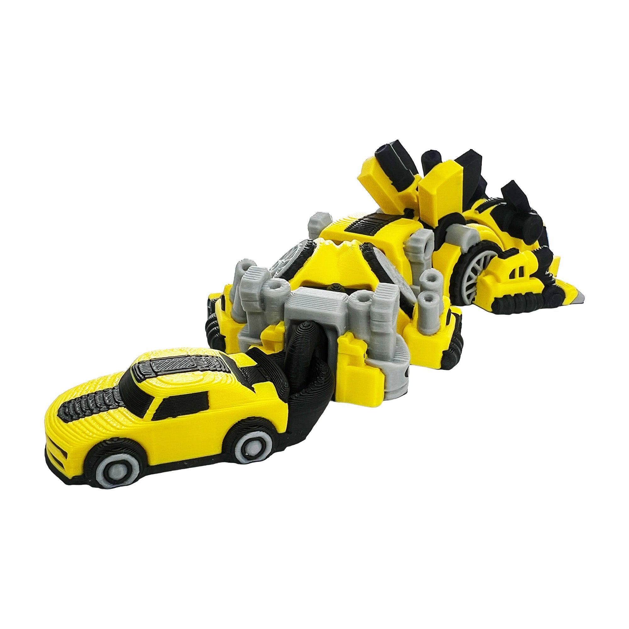 Robot Bee Dragon articulated 3D printed dragon shown from the rear with car-shaped tail
