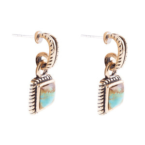 Roped Around Turquoise and Bronze Earrings detail view by Barse Jewelry