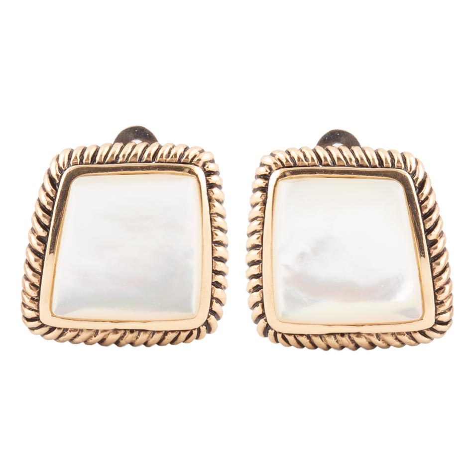 Roped Mother of Pearl Golden Clip Earrings by Barse Jewelry