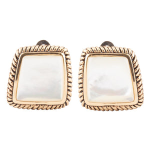 Roped Mother of Pearl Golden Clip Earrings by Barse Jewelry
