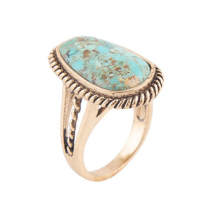 Roped Blue Turquoise Golden Ring by Barse Jewelry