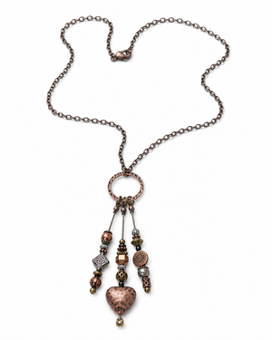 Antiqued Beaded Guitar String Necklace by N Harmony Jewelry, handmade jewelry detail photo 3