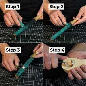Round Leather Strop For Knife Sharpening detail view by Sharky Forged Steel Tools