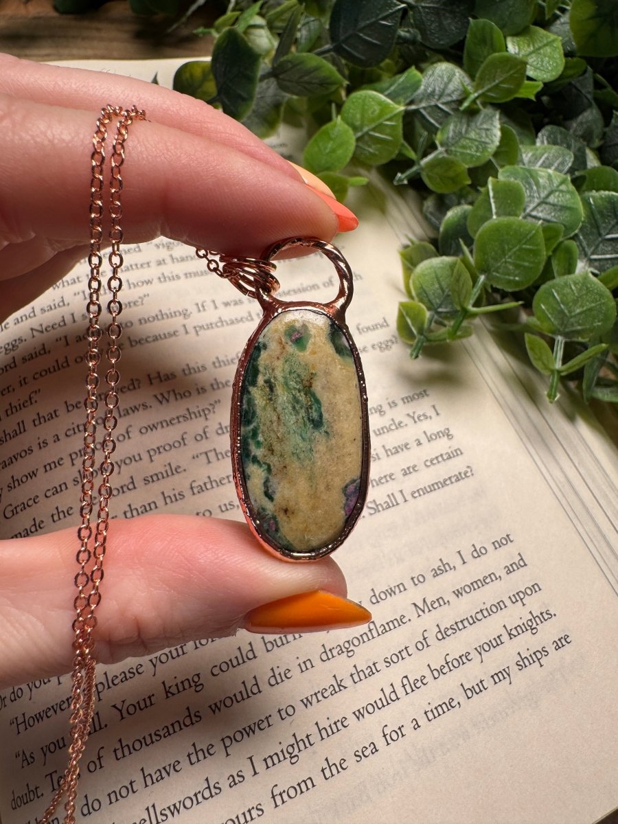 Ruby Fuchsite Necklace detail view by Copper Ashes
