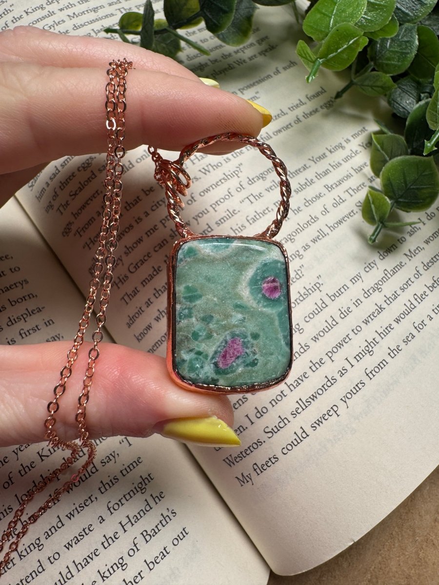 Ruby Fuschite Necklace by Copper Ashes