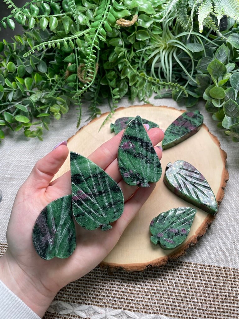 Ruby Zoisite Leaf detail view by Copper Ashes
