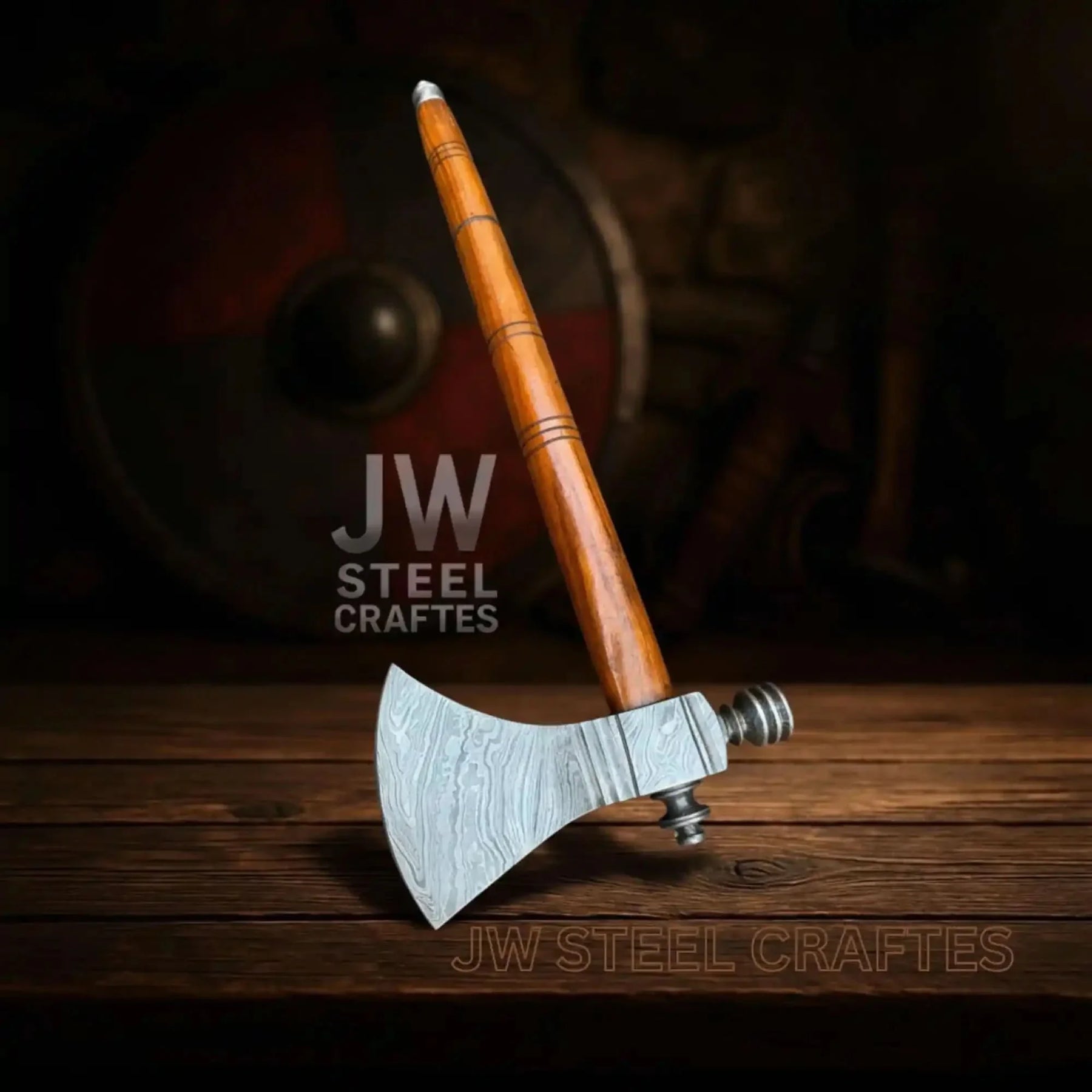Damascus Pipe Tomahawk Hand Forged Viking Axe by JW SteelCrafts, Southern handmade gift detail photo 9