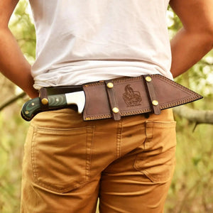 Green Micarta Handle Forged Machete – Full Tang Stainless Steel Outdoor Knife by JW SteelCrafts, Damascus knife detail photo 2