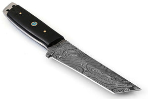 Custom Handmade Damascus Steel Tanto Knife 9.5", Damascus Hunting Knife, Fixed Blade Knife, Gift for Men