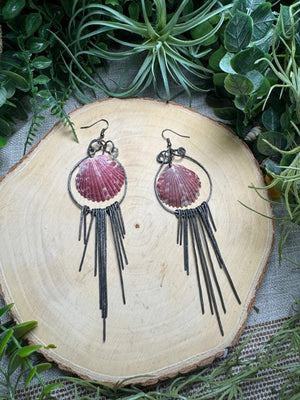 Scallop Shell Earrings detail view by Copper Ashes