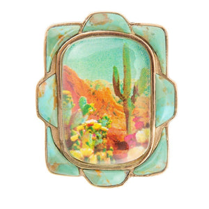 Scenic Desert Sedona Blue Turquoise Golden Ring detail view by Barse Jewelry
