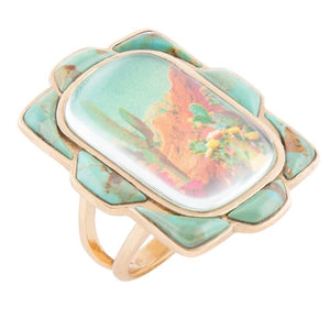 Scenic Desert Sedona Blue Turquoise Golden Ring by Barse Jewelry