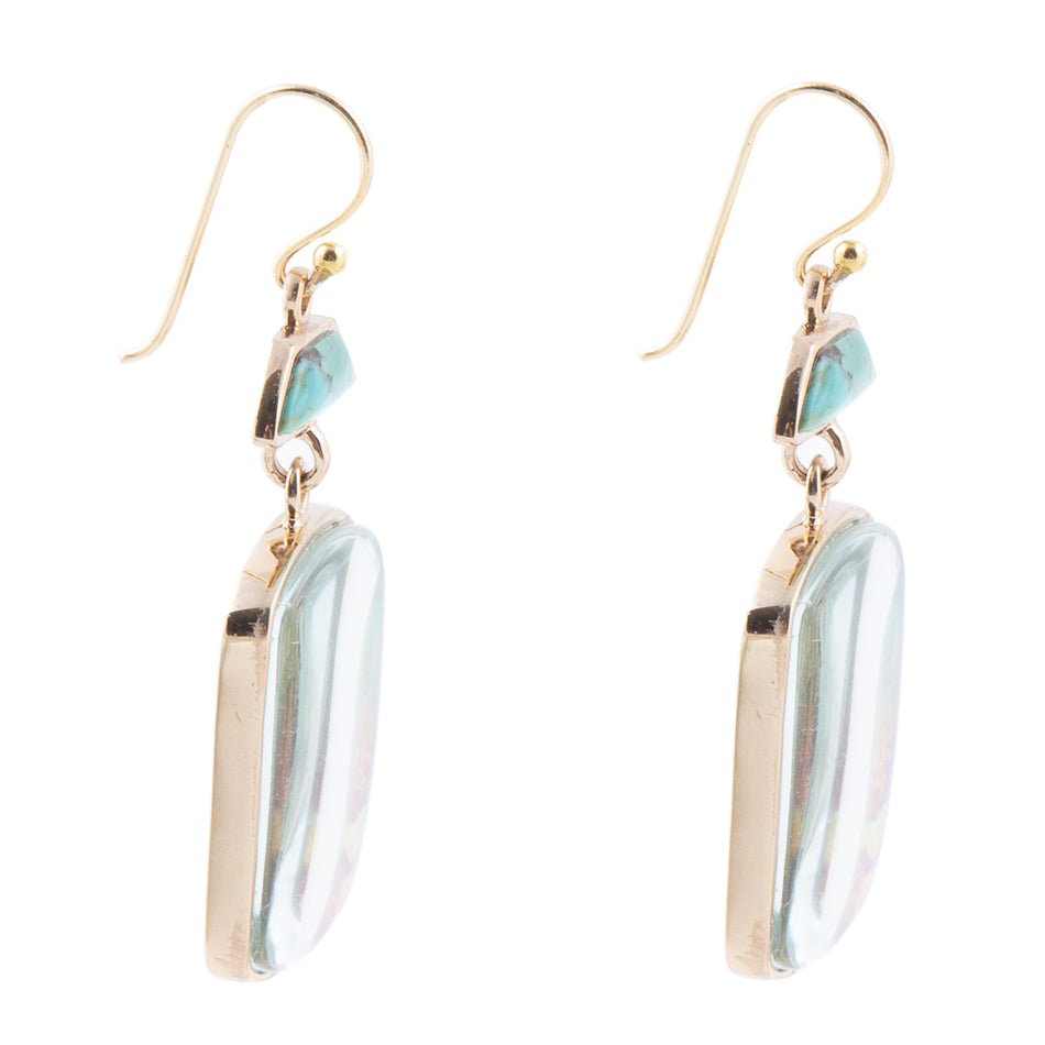 Scenic Sedona Desert Blue Turquoise Golden Drop Earrings detail view by Barse Jewelry