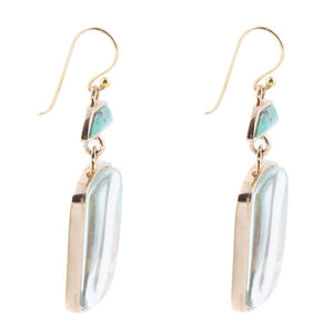 Scenic Sedona Desert Blue Turquoise Golden Drop Earrings detail view by Barse Jewelry